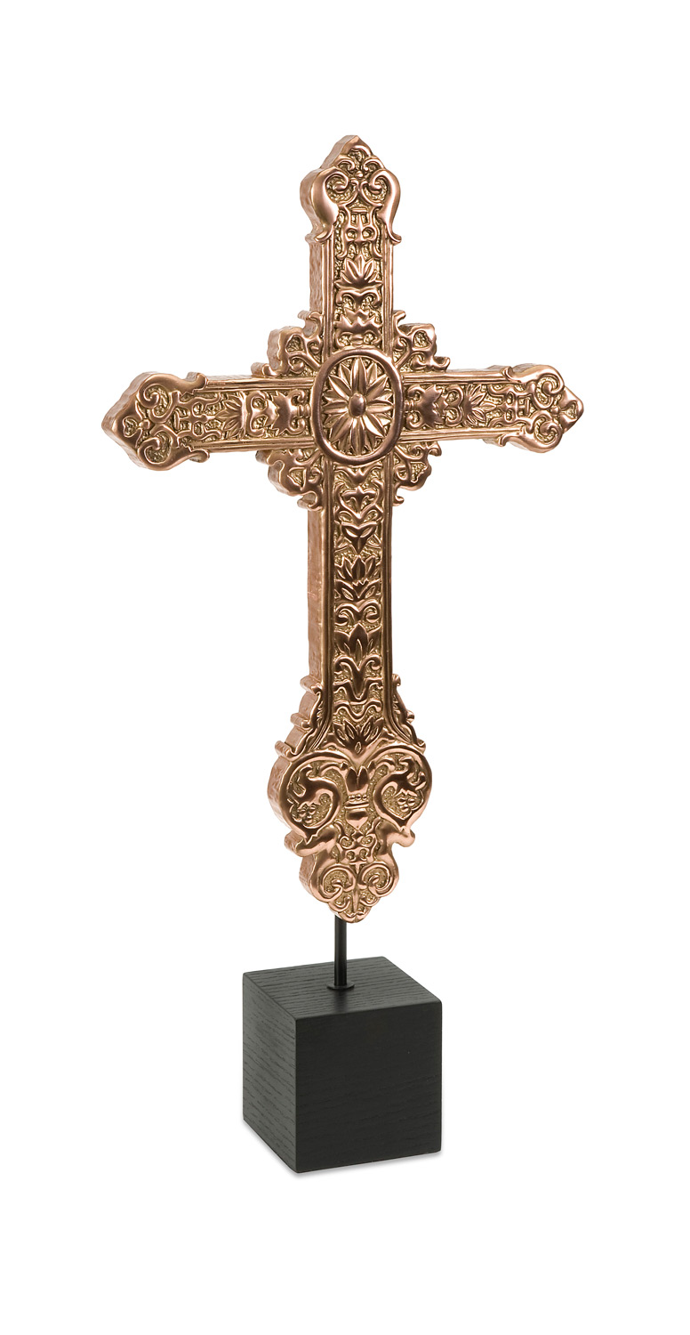 IMAX Elysian Large Copper Cross on Stand