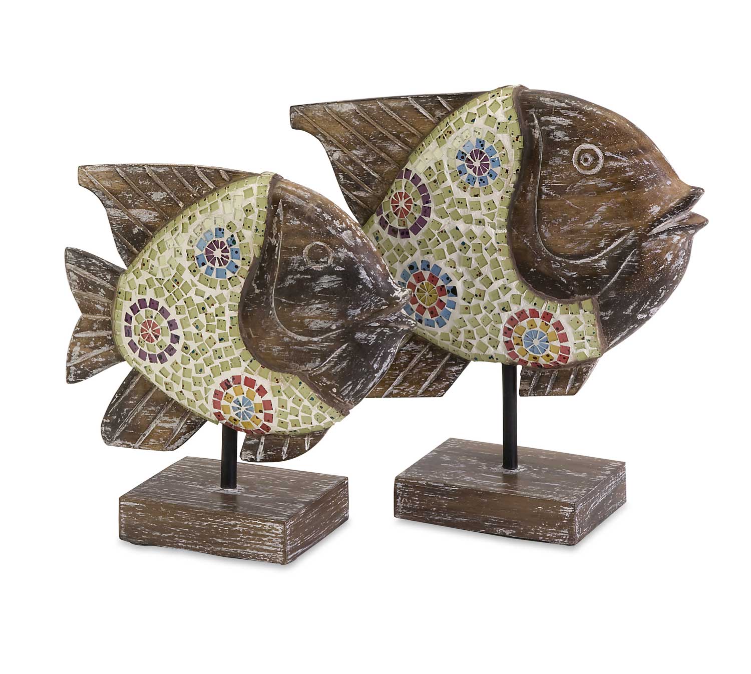 IMAX Kawela Mosaic Glass Fish - Set of 2