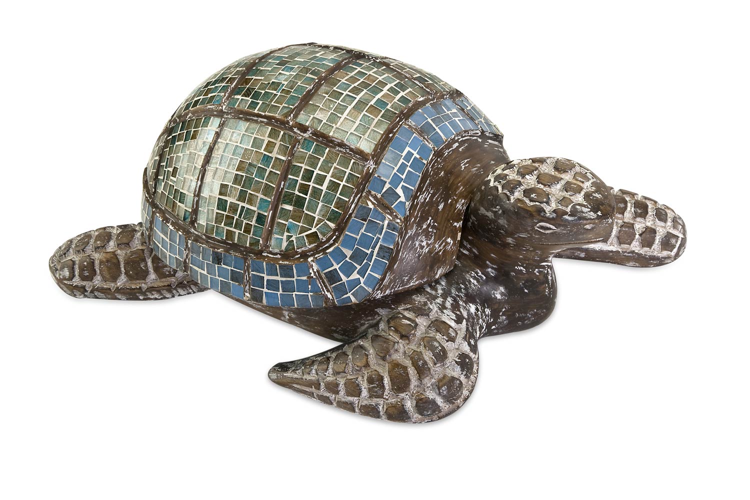 IMAX Talulah Carved Wood Mosaic Turtle