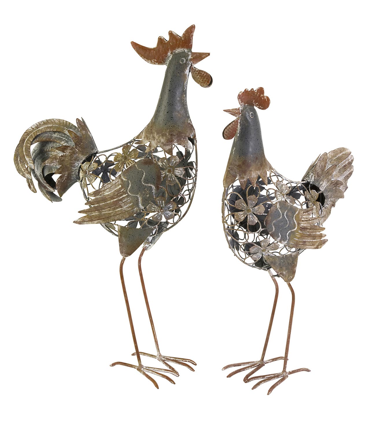 IMAX Hinslow Metal Hen and Rooster - Set of 2