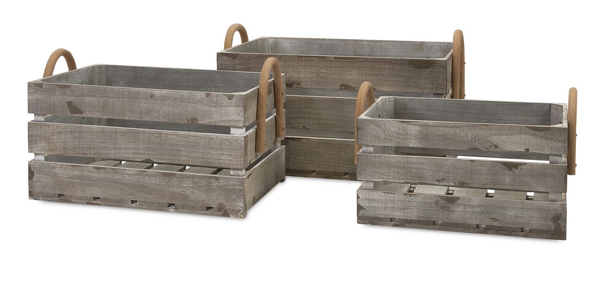 IMAX Cassie Wood Crates - Set of 3