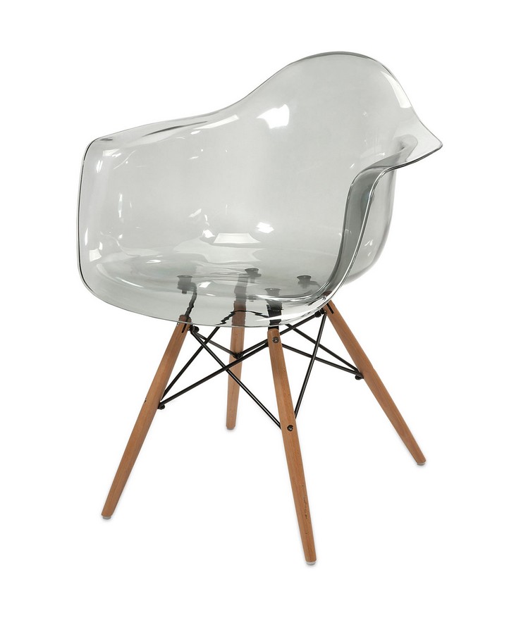 IMAX Beckett Grey Transparent Chair with Wood Leg