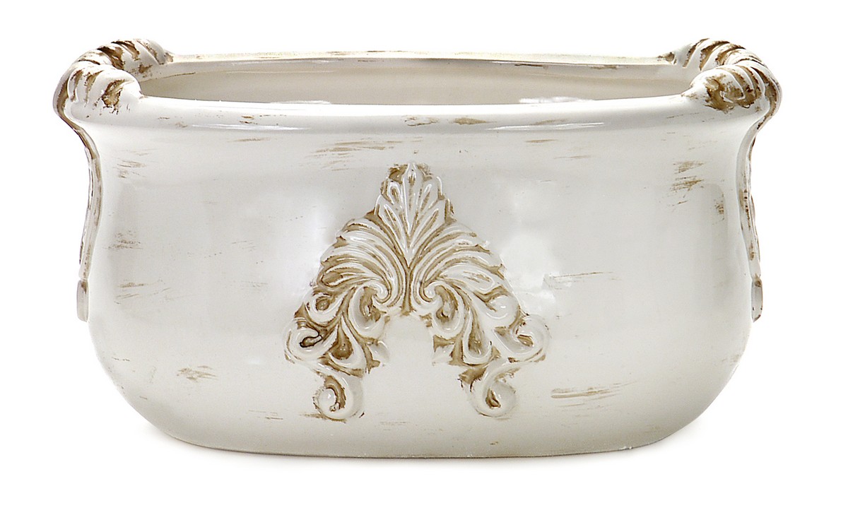 IMAX Antique White Oval Planter