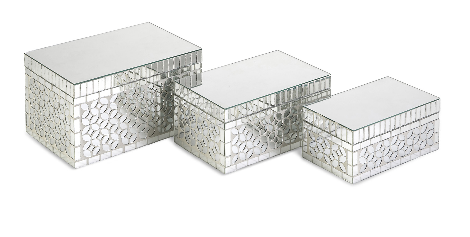 IMAX Mandiline Mirror Mosaic Boxes - Set of 3