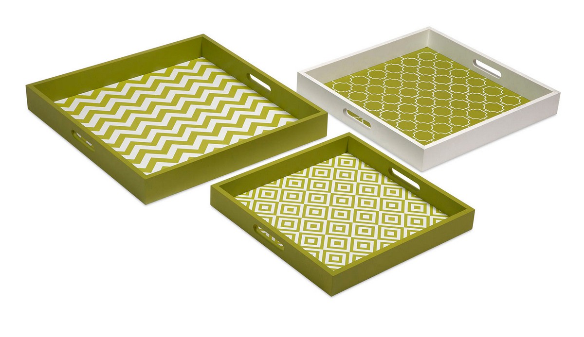 IMAX Essentials Graphic Green Trays - Set of 3