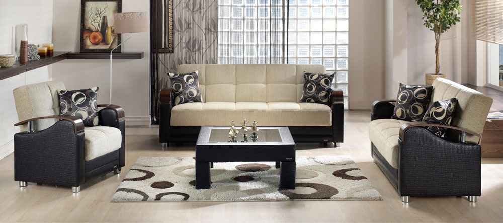 Istikbal Luna Living Room Set - Petek Milky Brown