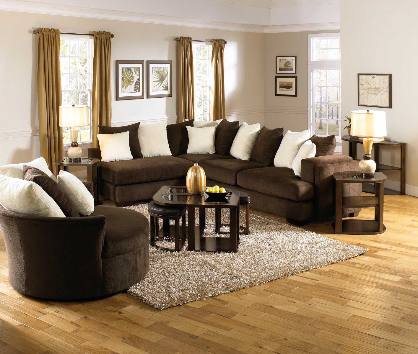 Jackson Axis Small Sectional Sofa Set - Chocolate