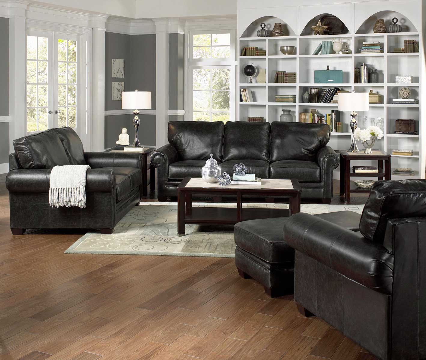 Jackson Channing Sofa Set - Stone Color Leather