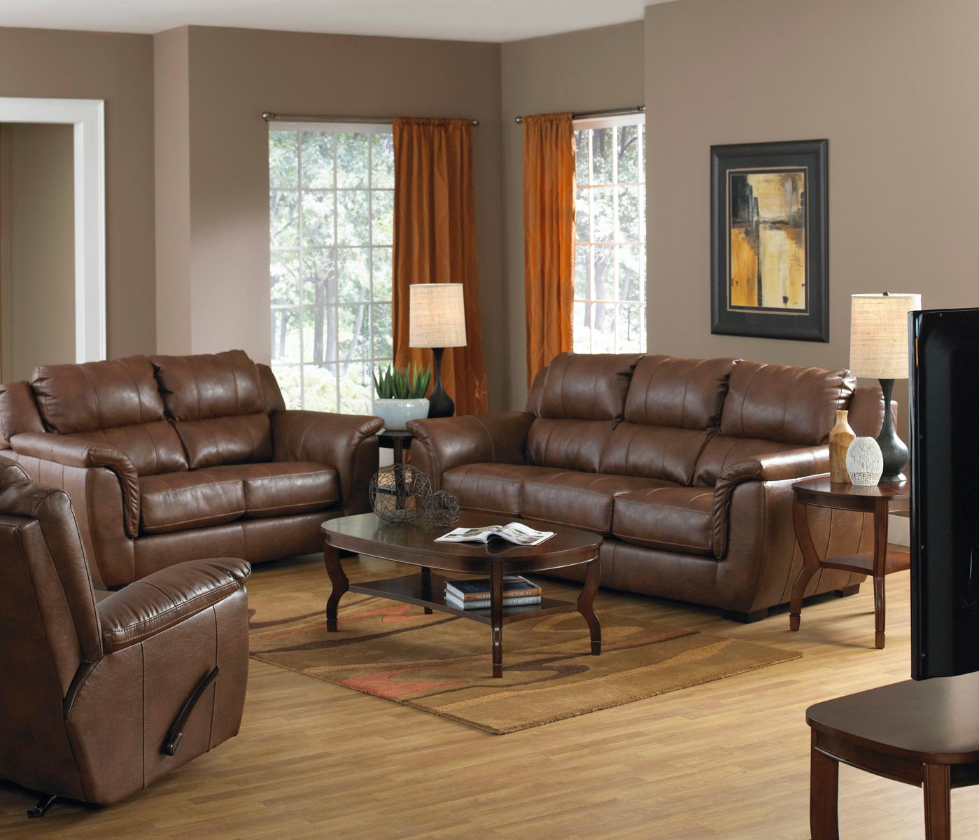 Jackson Verona Leather Sofa Set - Chestnut JF-4490-1223-09-SET-Chestnut ...