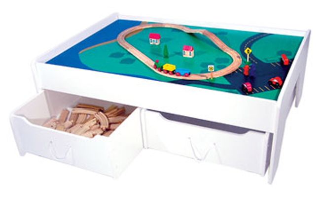 Kidkraft Train Table With 2 Trundle Drawers White 17801 17701 At