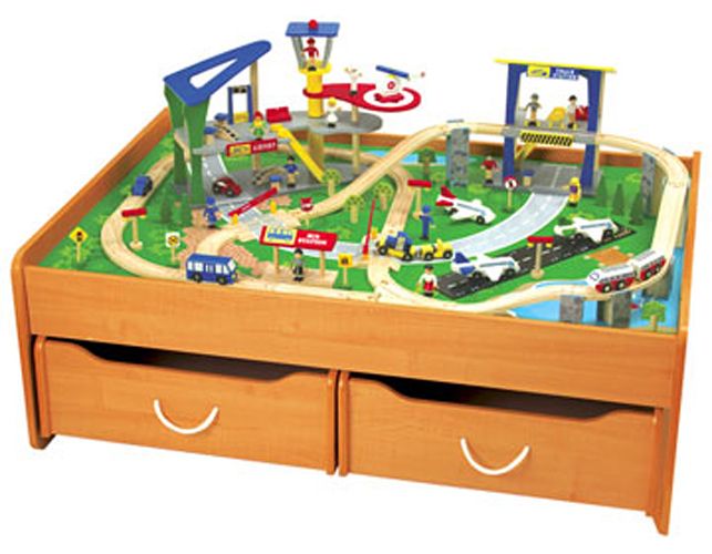 kidkraft train table with trundle drawers