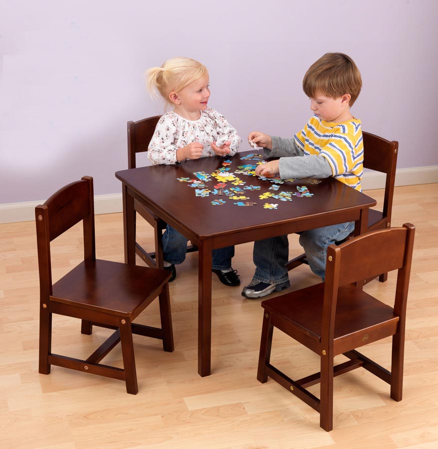 KidKraft Farmhouse Table and Four Chair Set - Pecan