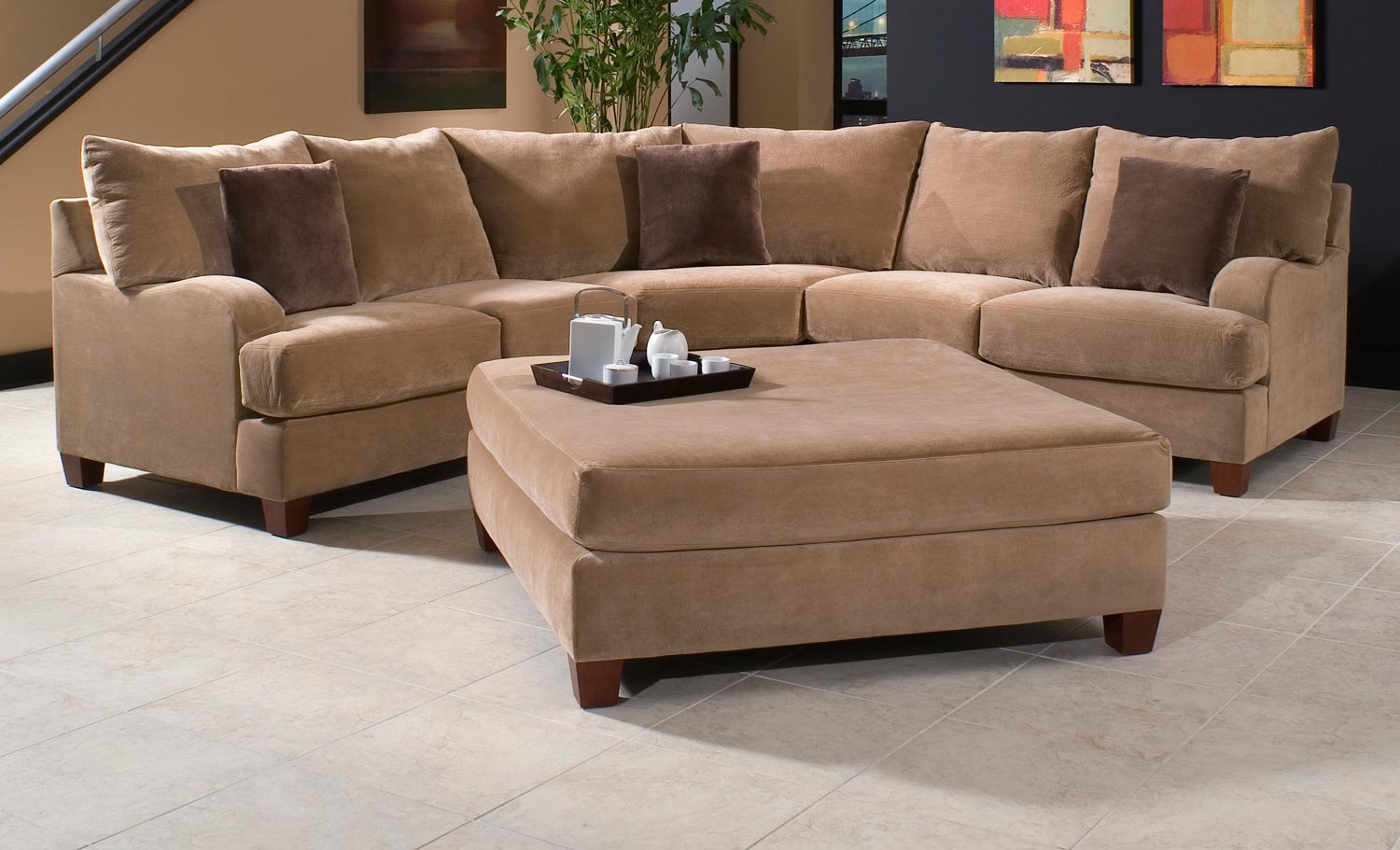 Klaussner Canyon Sectional Sofa Set - Nuzz Latt/Brown