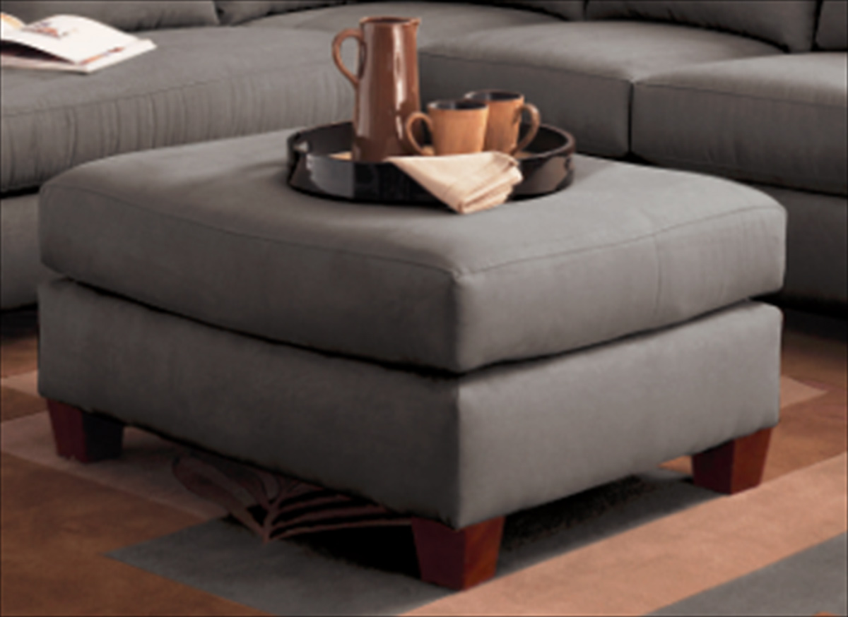Klaussner Drew Ottoman - Microsuede Charcoal
