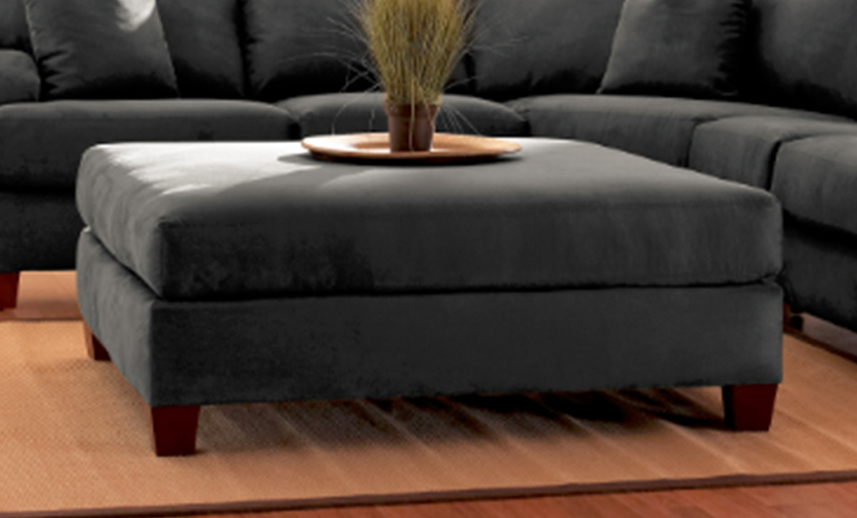 Klaussner Canyon Ottoman - Microsuede Onyx