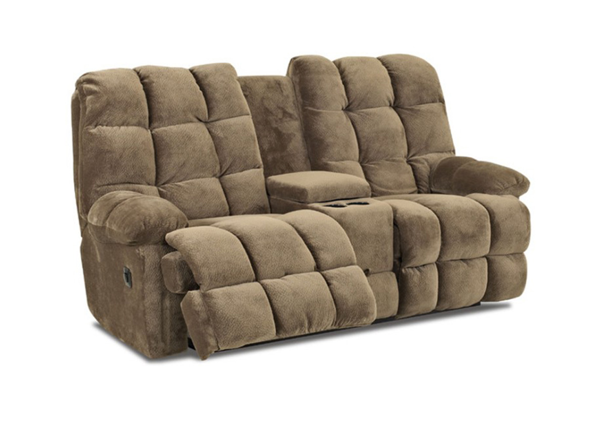 Klaussner Brownsville Power Reclining Loveseat with Console - Challenger Mocha
