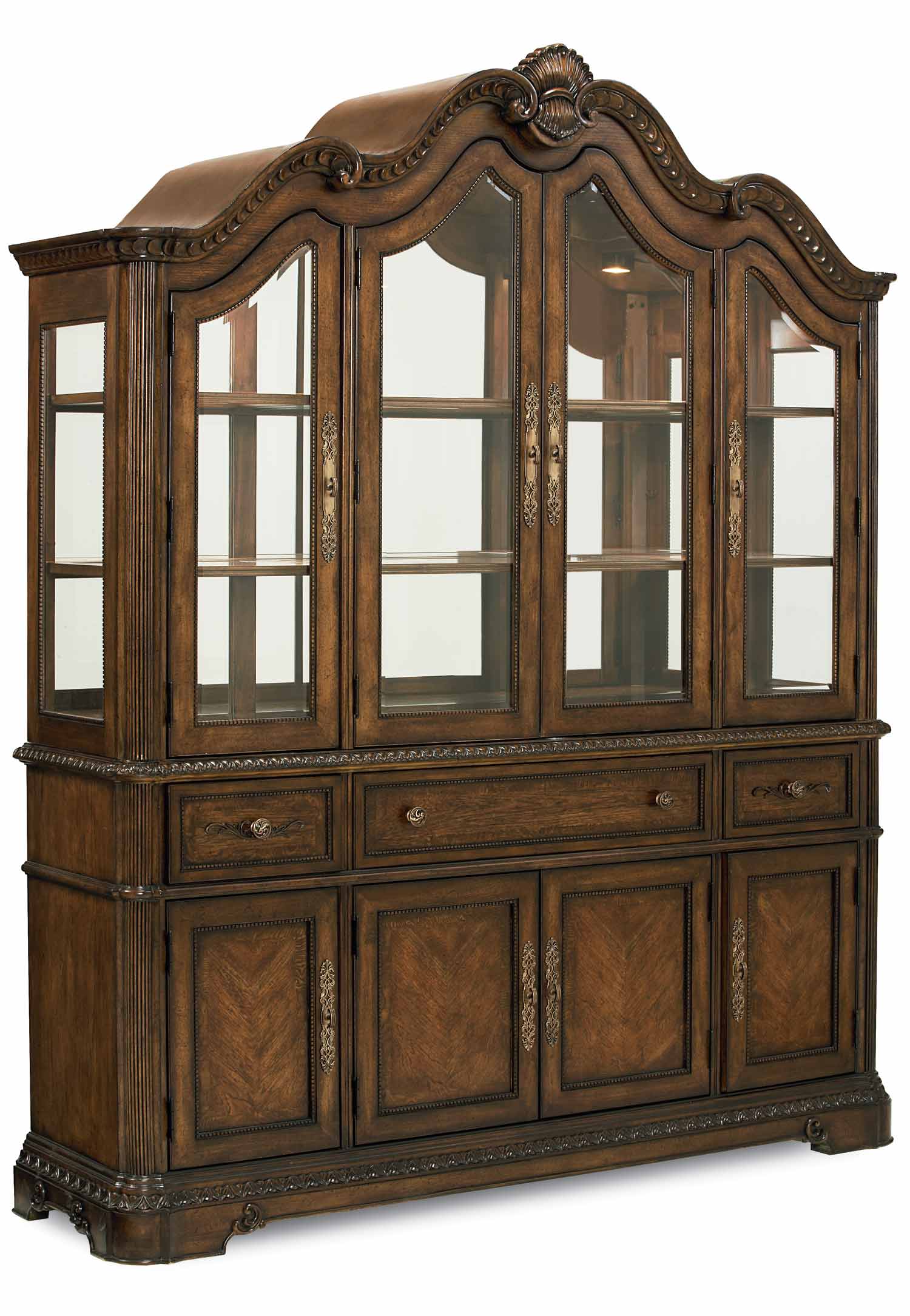 Legacy Classic Pemberleigh Buffet and Hutch - Brandy/Burnished Edges