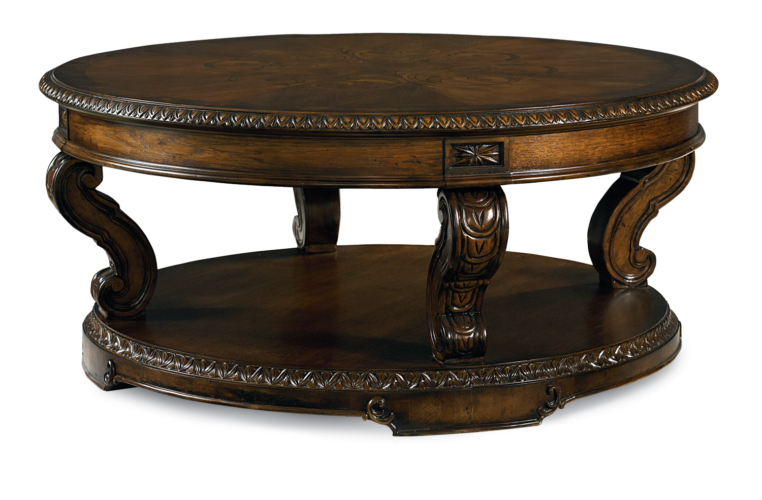Legacy Classic Pemberleigh Round Cocktail Table - Brandy/Burnished Edges