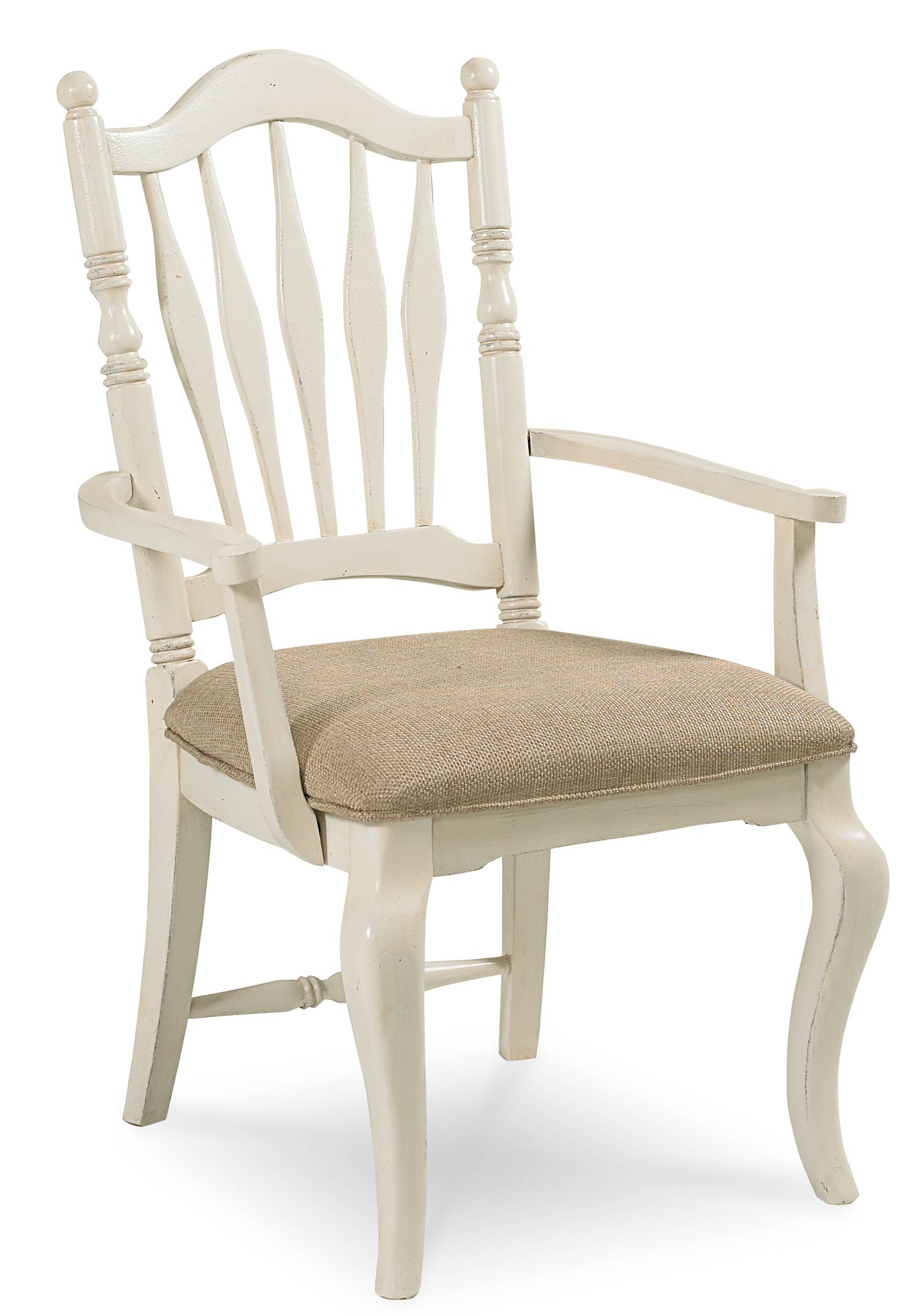 Legacy Classic Haven Sheaf Back Arm Chair - Buttercream White/Slight Distressing