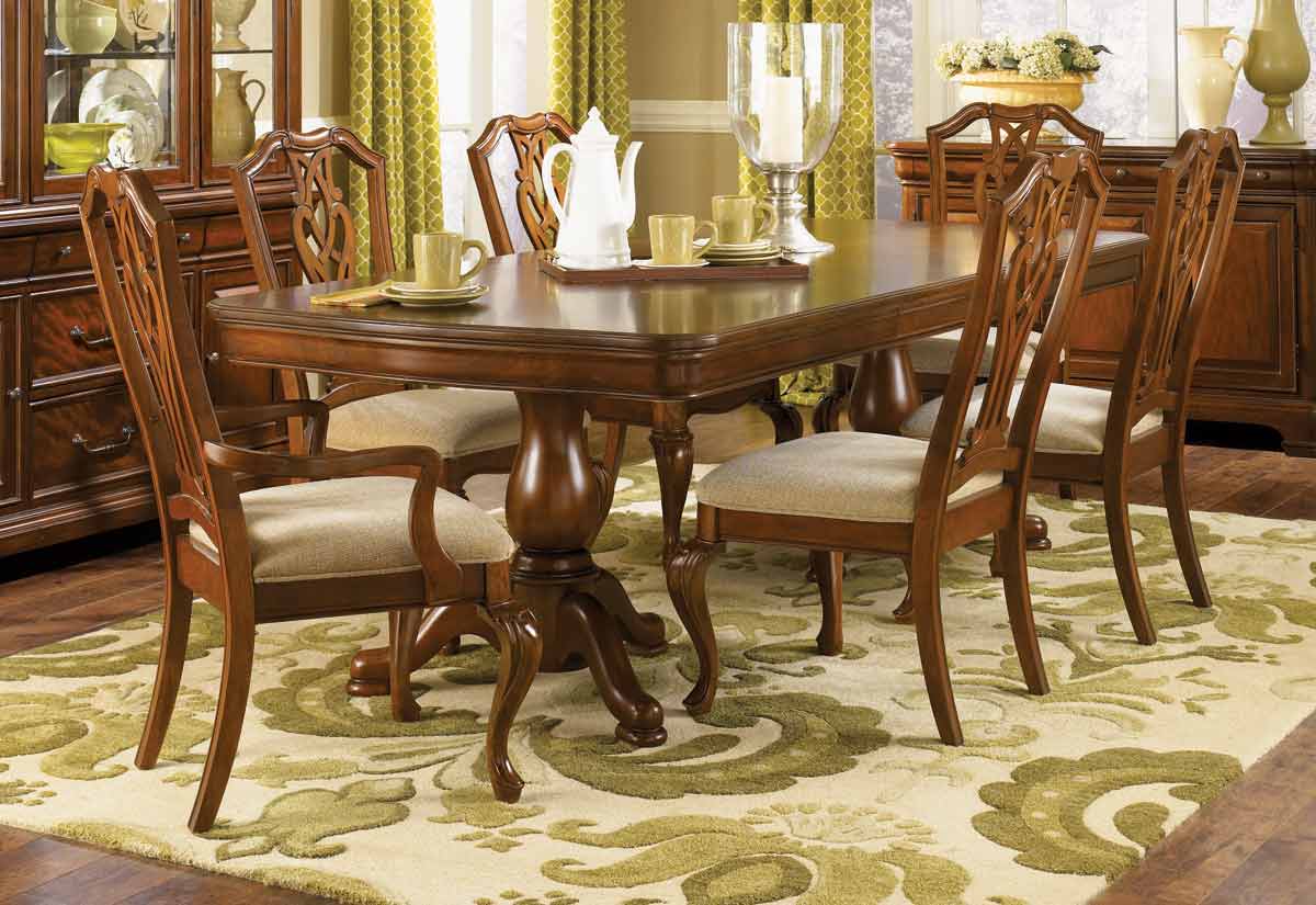 Legacy Classic Evolution Rectangular Double Pedestal Dining Collection with Pierced Splat Back Chair