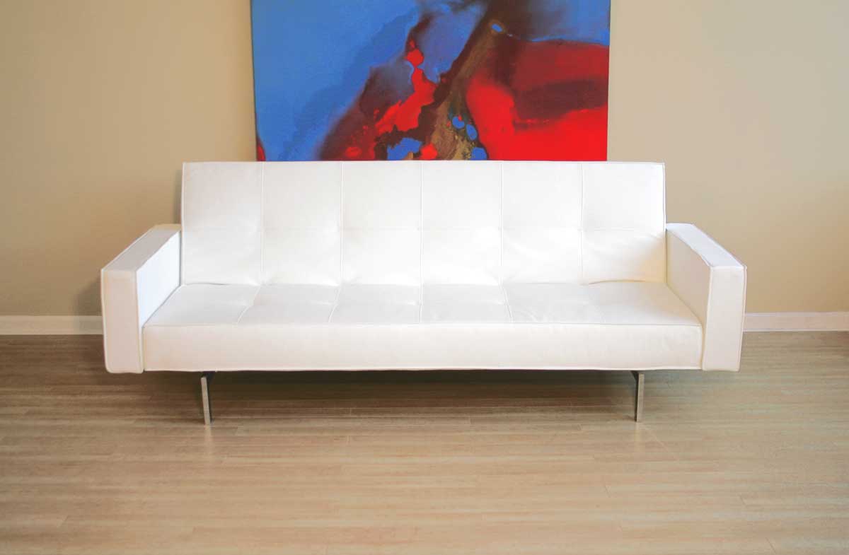 Wholesale Interiors LK02-PU21 White Convertible Sofa