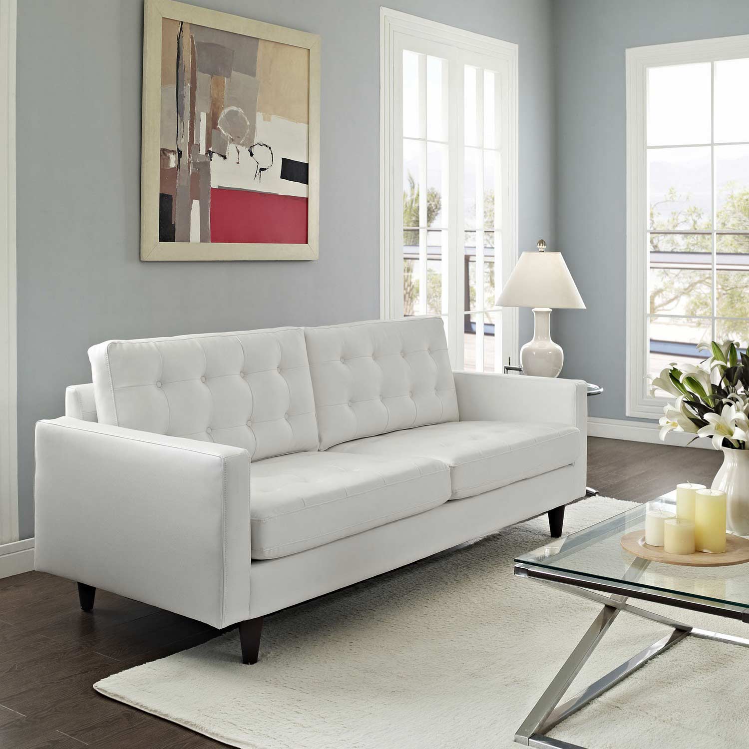 Modway Empress Leather Sofa - White