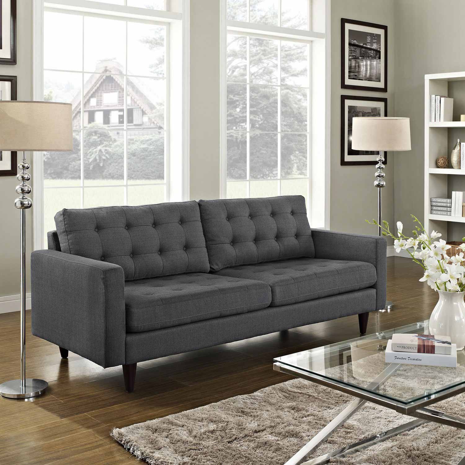 Modway Empress Upholstered Sofa - Gray