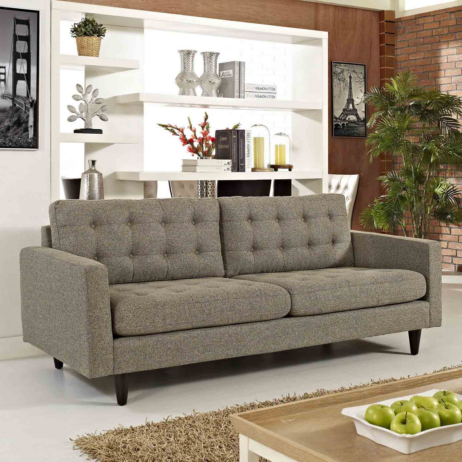Modway Empress Upholstered Sofa - Oatmeal