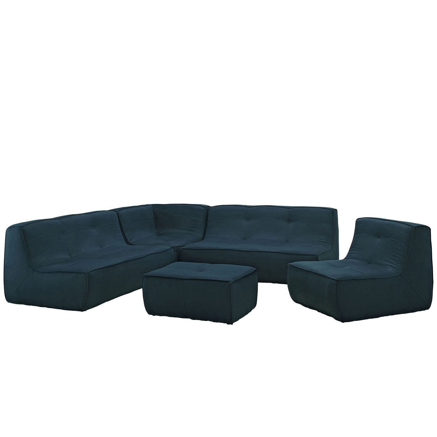 Modway Align 5 Piece Upholstered Sectional Sofa Set - Azure