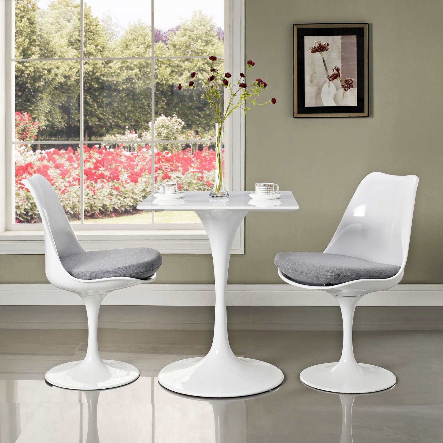 Modway Lippa 24 Wood Top Dining Table - White