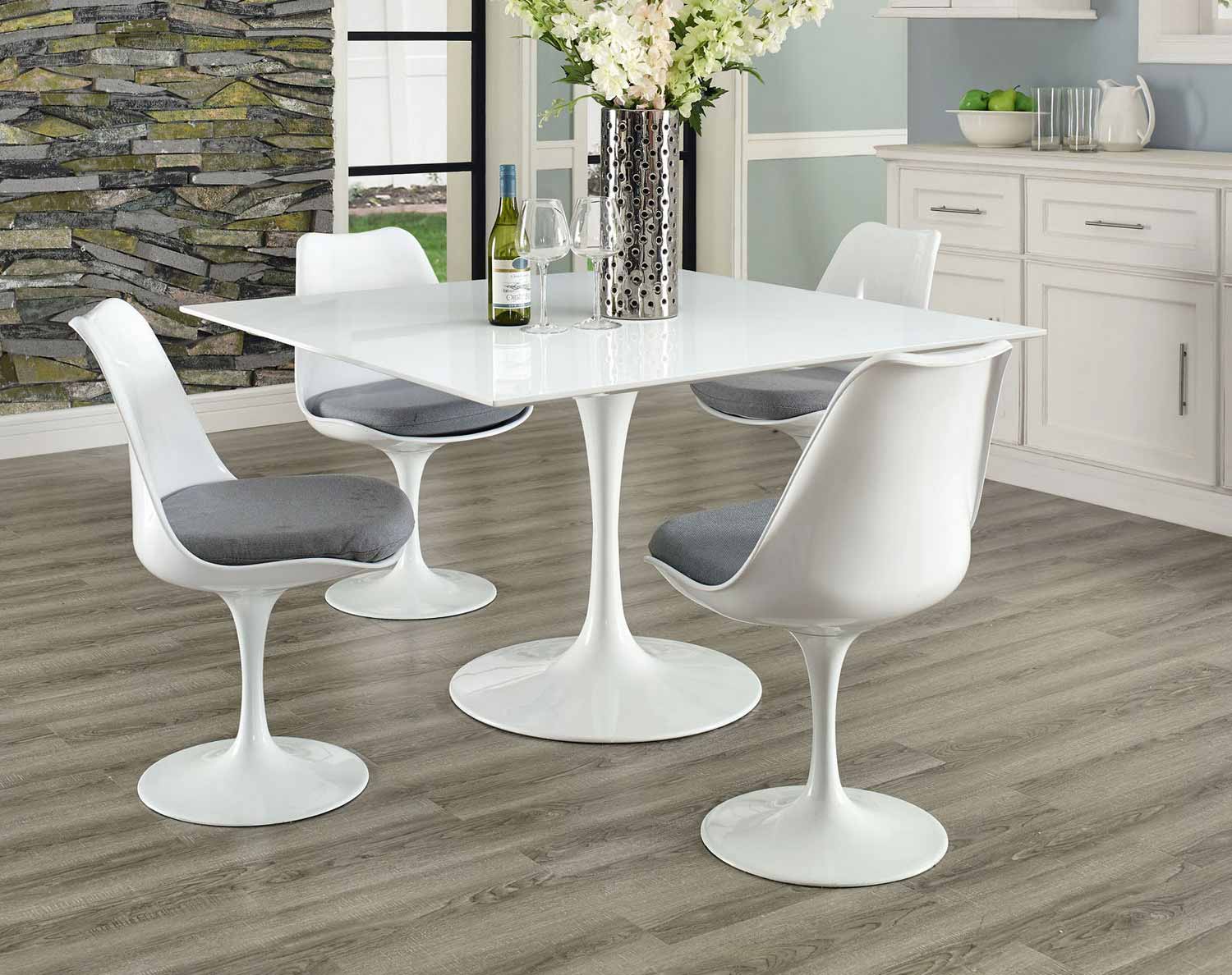 Modway Lippa 47 Square Wood Top Dining Table - White