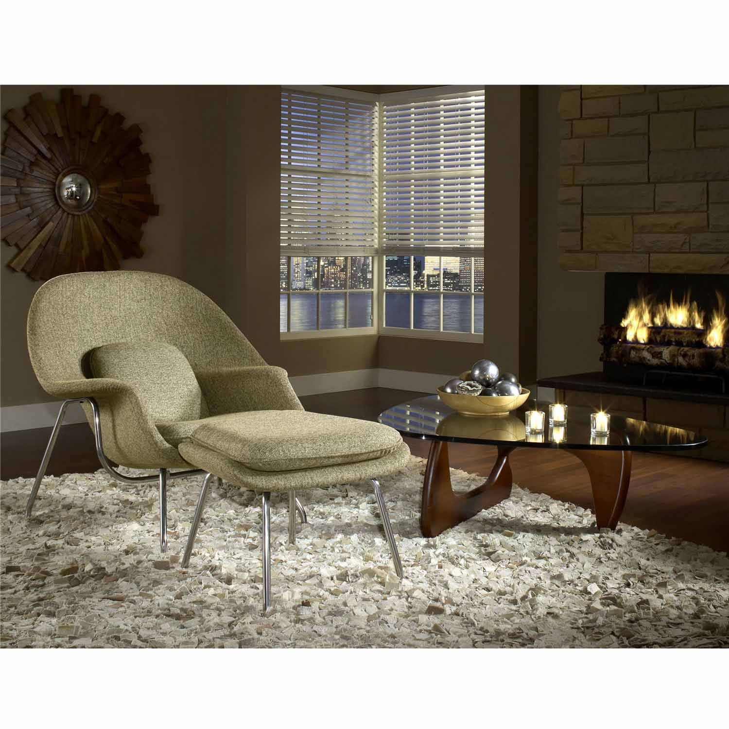 Modway W Fabric Lounge Chair - Oatmeal