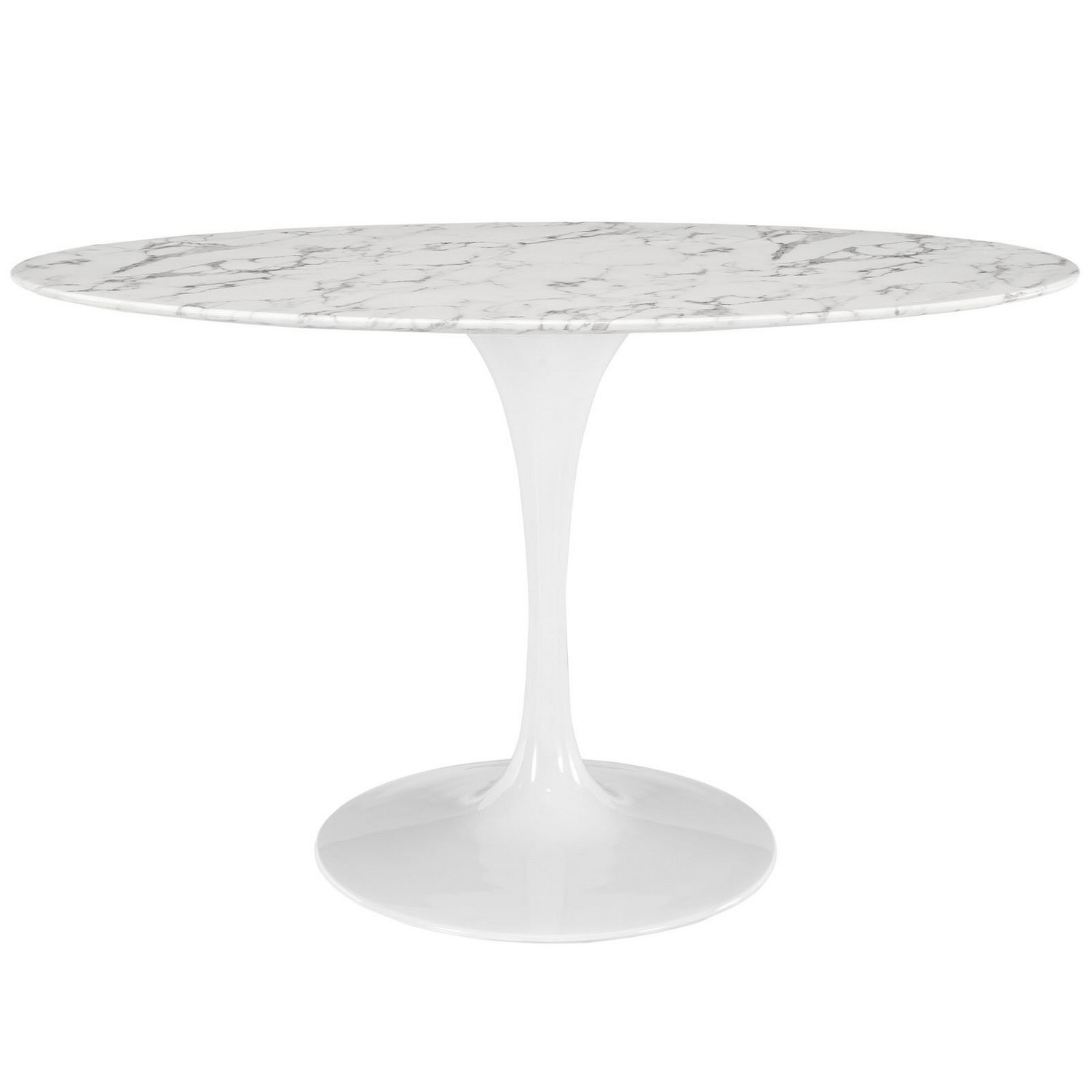 Modway Lippa 54 Oval-Shaped Artificial Marble Dining Table - White