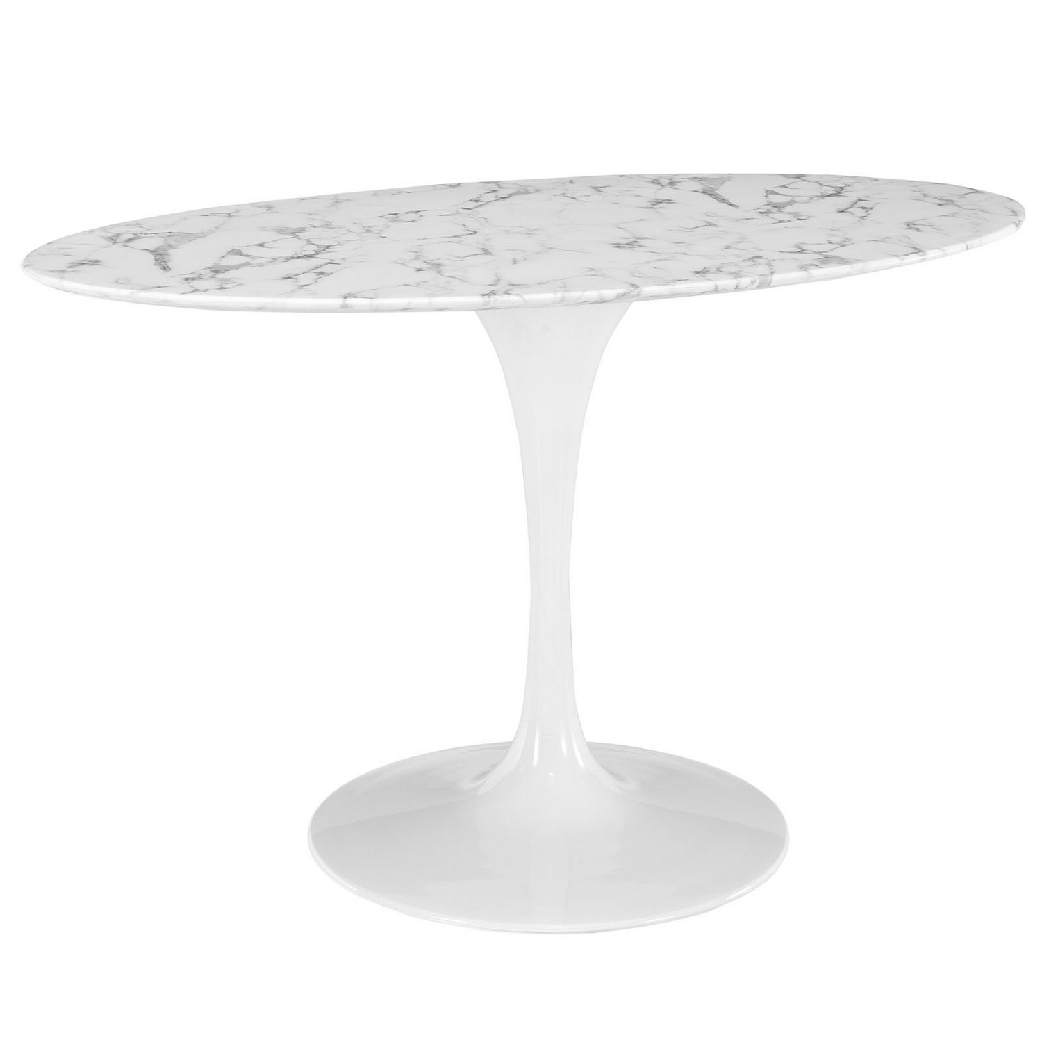 Modway Lippa 54 Oval-Shaped Artificial Marble Dining Table - White