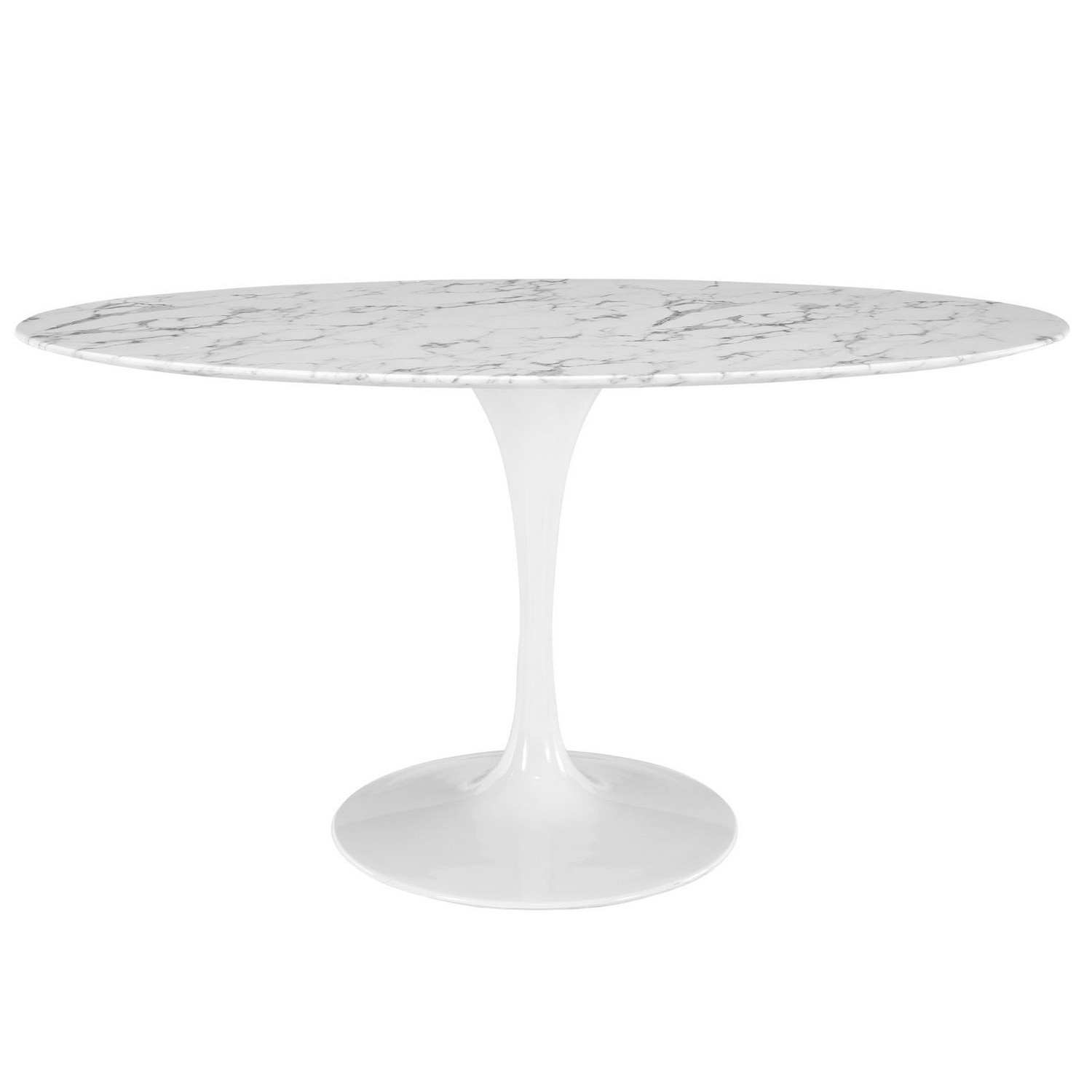 Modway Lippa 60 Oval-Shaped Artificial Marble Dining Table - White