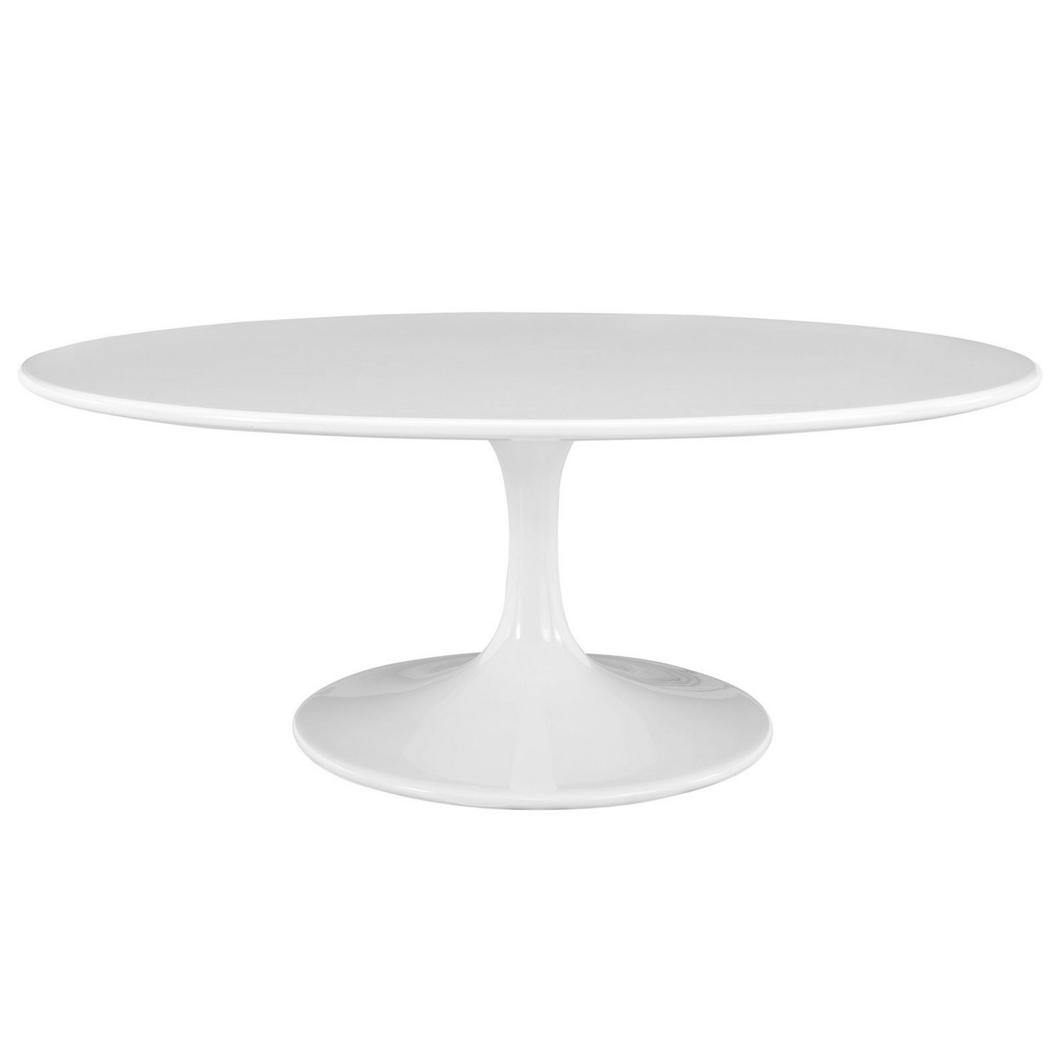 Modway Lippa 42 Oval-Shaped Wood Top Coffee Table - White