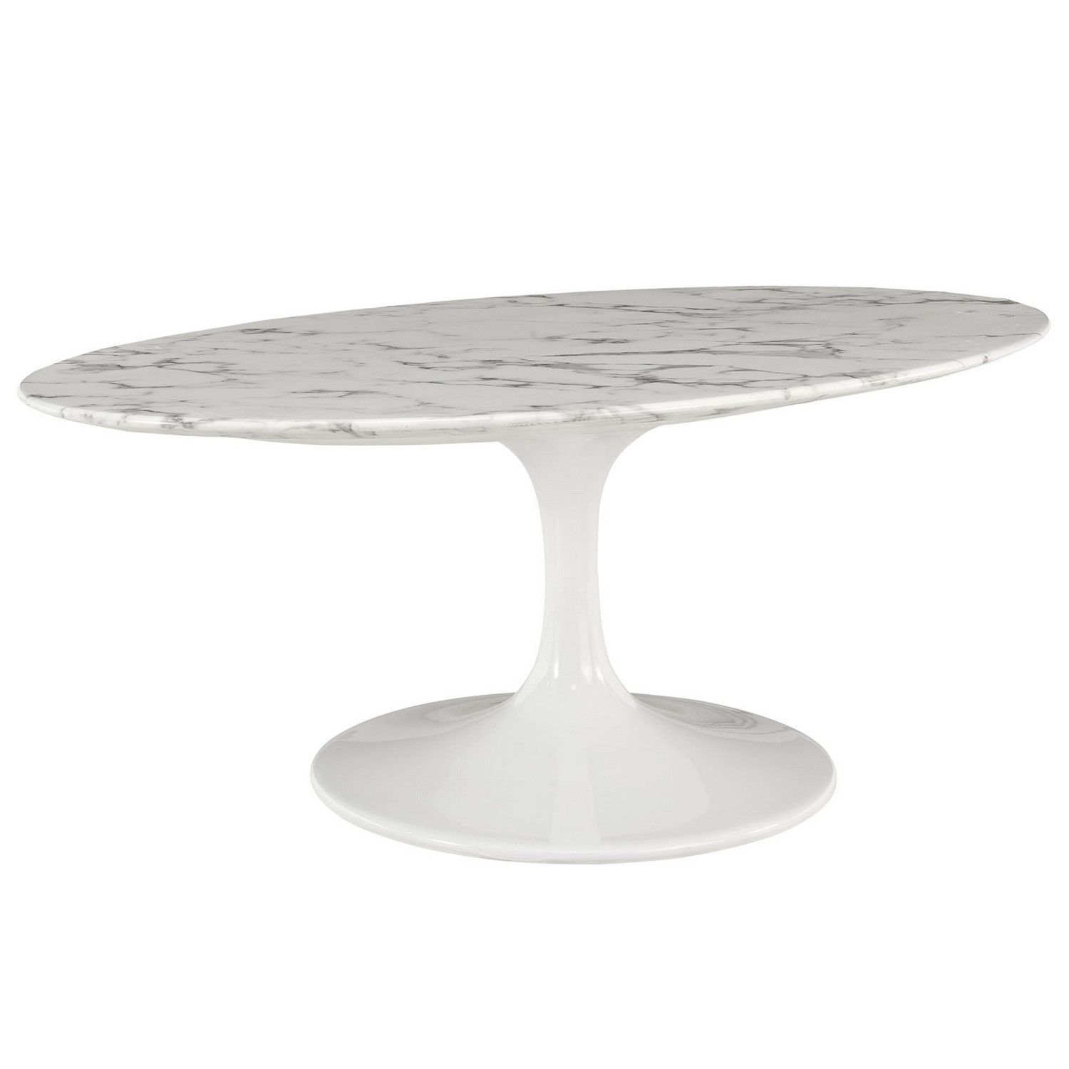 Modway Lippa 42 Oval-Shaped Artificial Marble Coffee Table - White