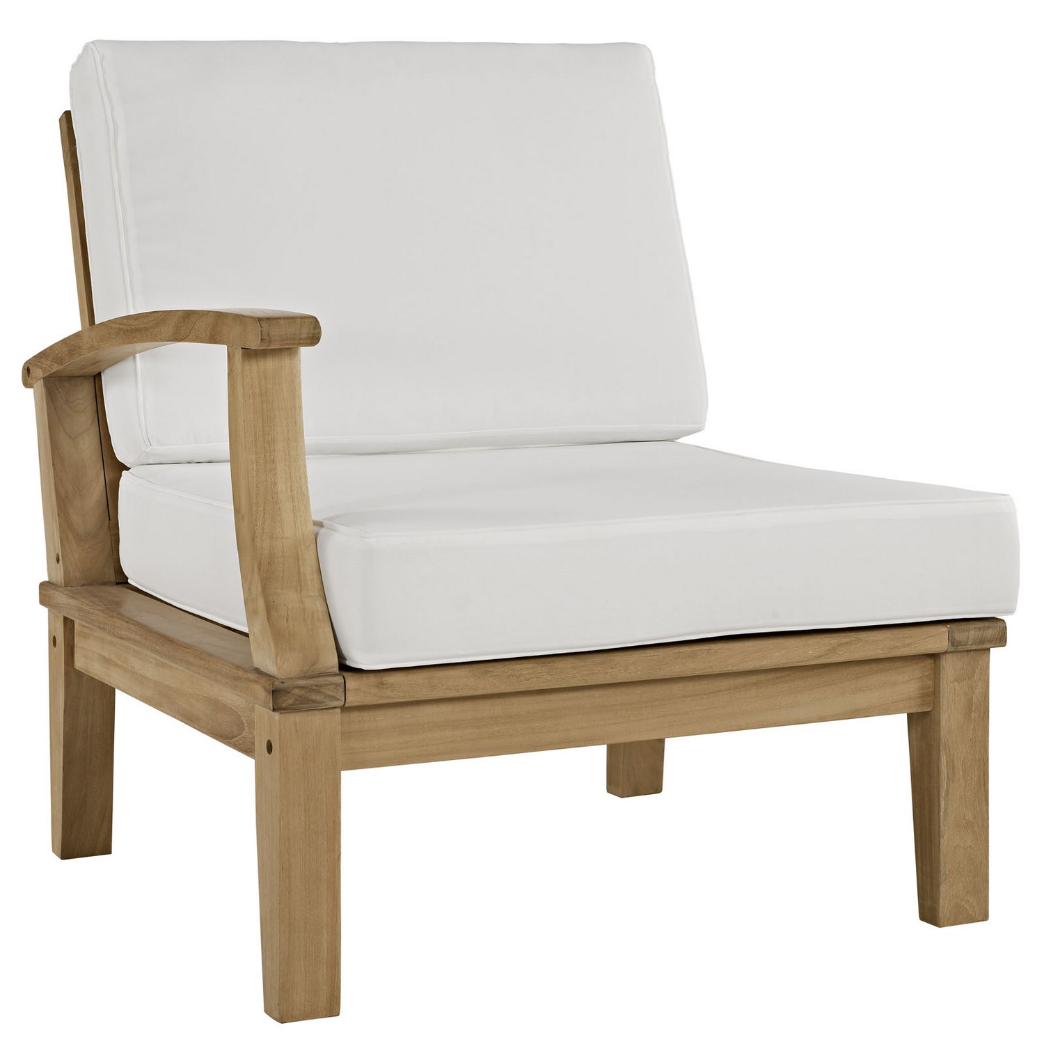 Modway Marina Outdoor Patio Teak Right-Arm Sofa - Natural White