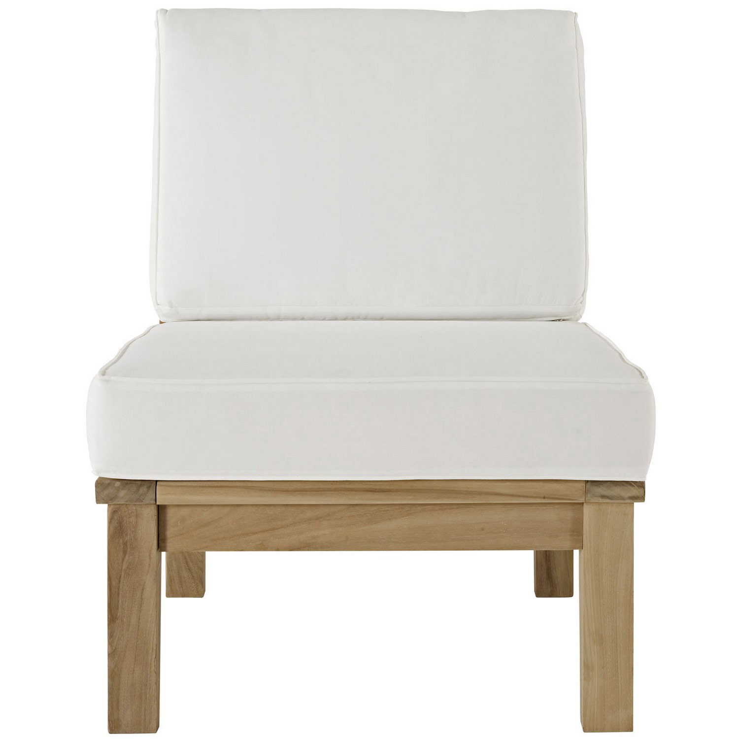 Modway Marina Armless Outdoor Patio Teak Sofa - Natural White