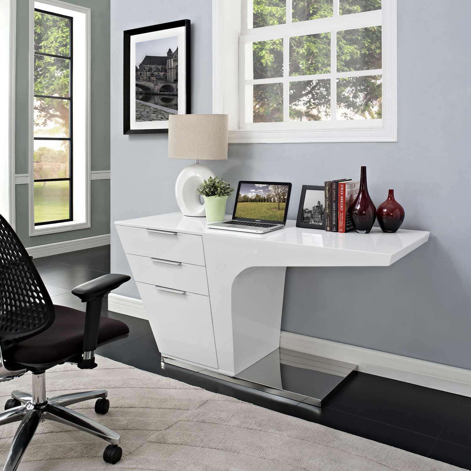 Modway Warp Office Desk - White