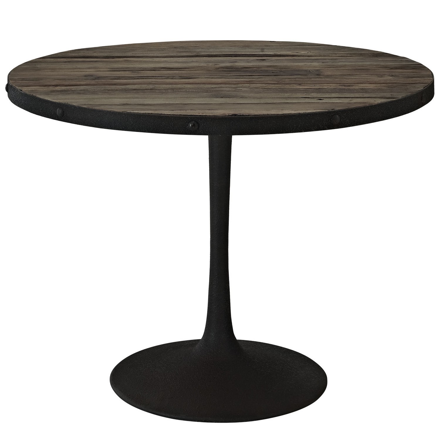 Круглый деревянный стол с черными ножками