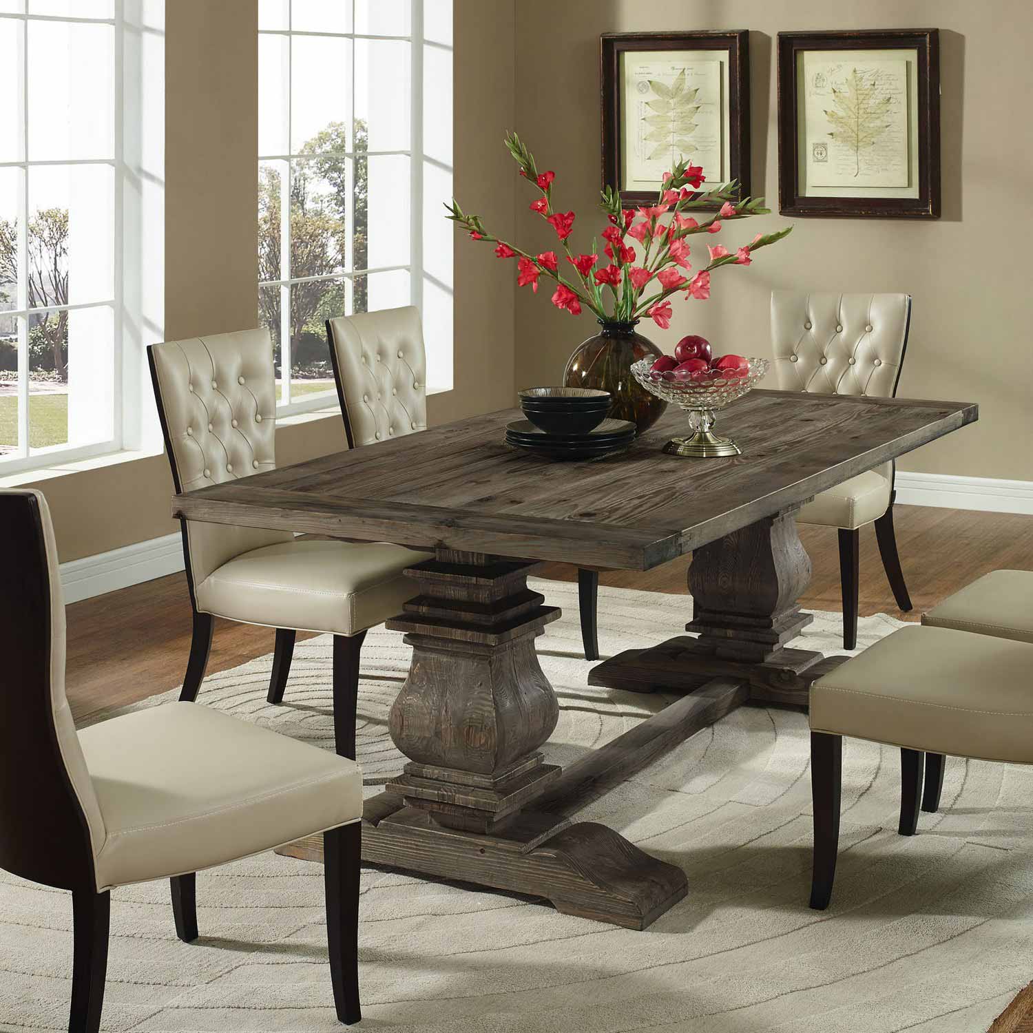 Modway Column Wood Dining Table - Brown