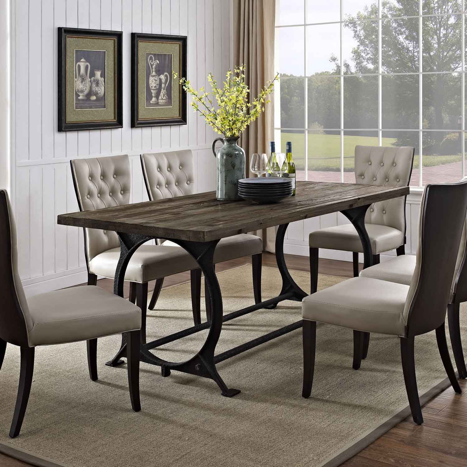 Modway Effuse Wood Top Dining Table - Brown