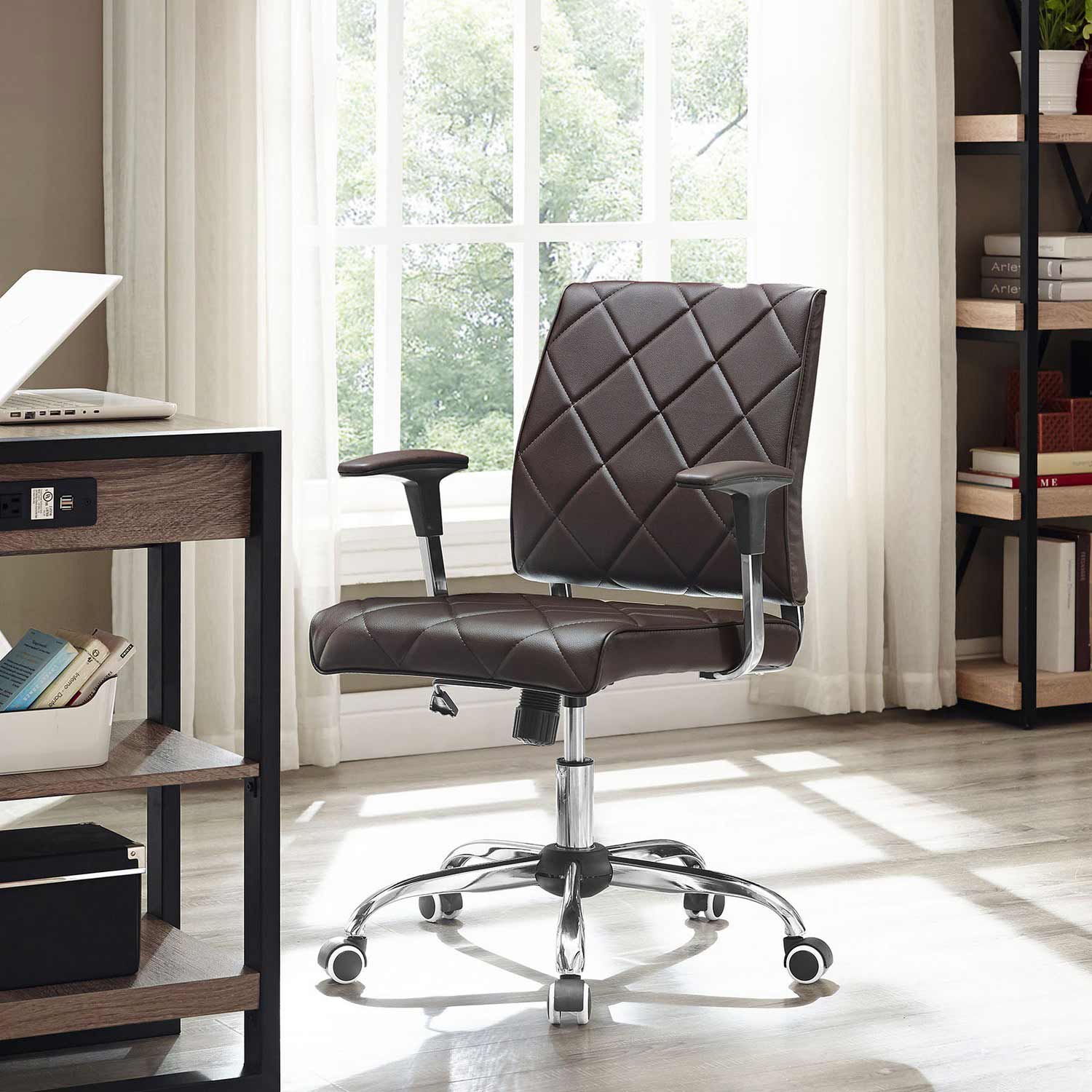 Modway Lattice Vinyl Office Chair - Brown