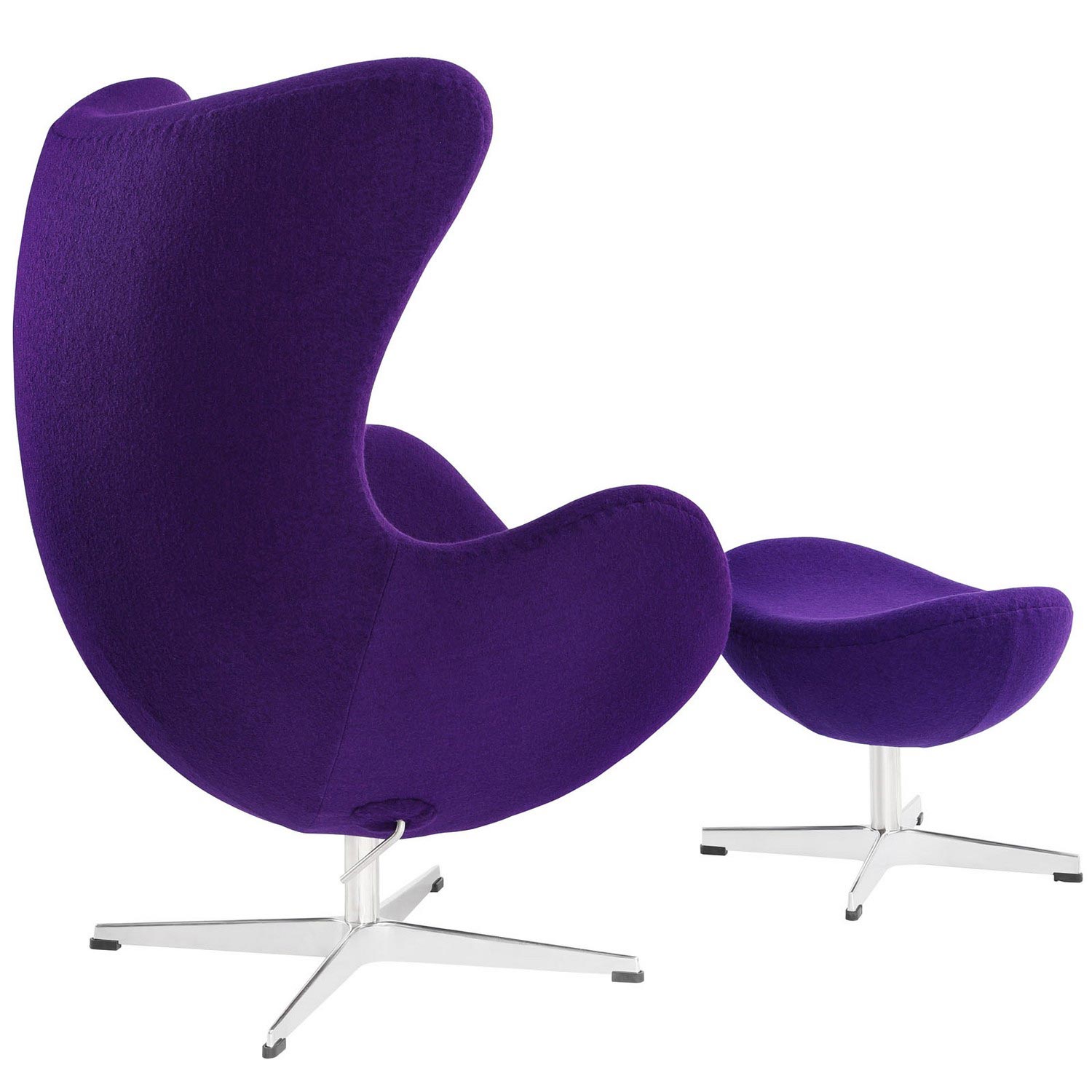 Modway Glove Wool Lounge Chair and Ottoman Set - Purple