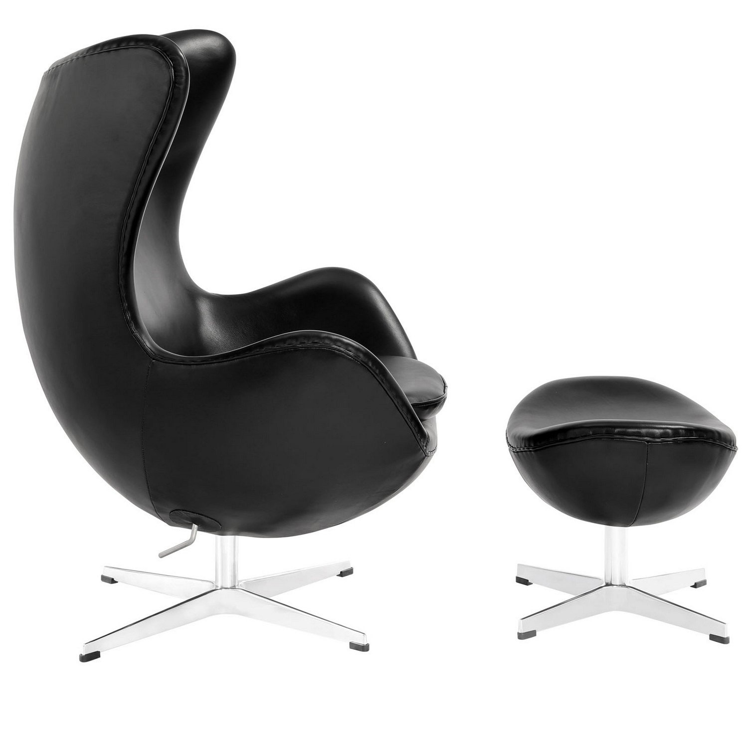 Modway Glove Leather Lounge Chair and Ottoman - Black