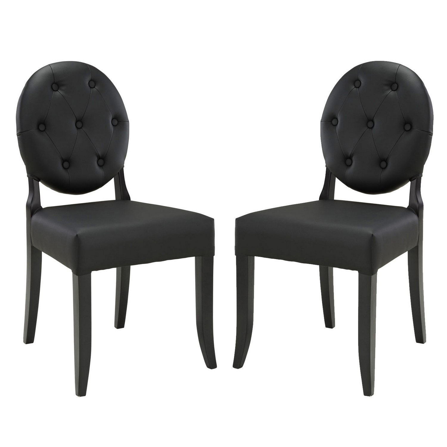Modway Button Dining Side Chair Set of 2 - Black