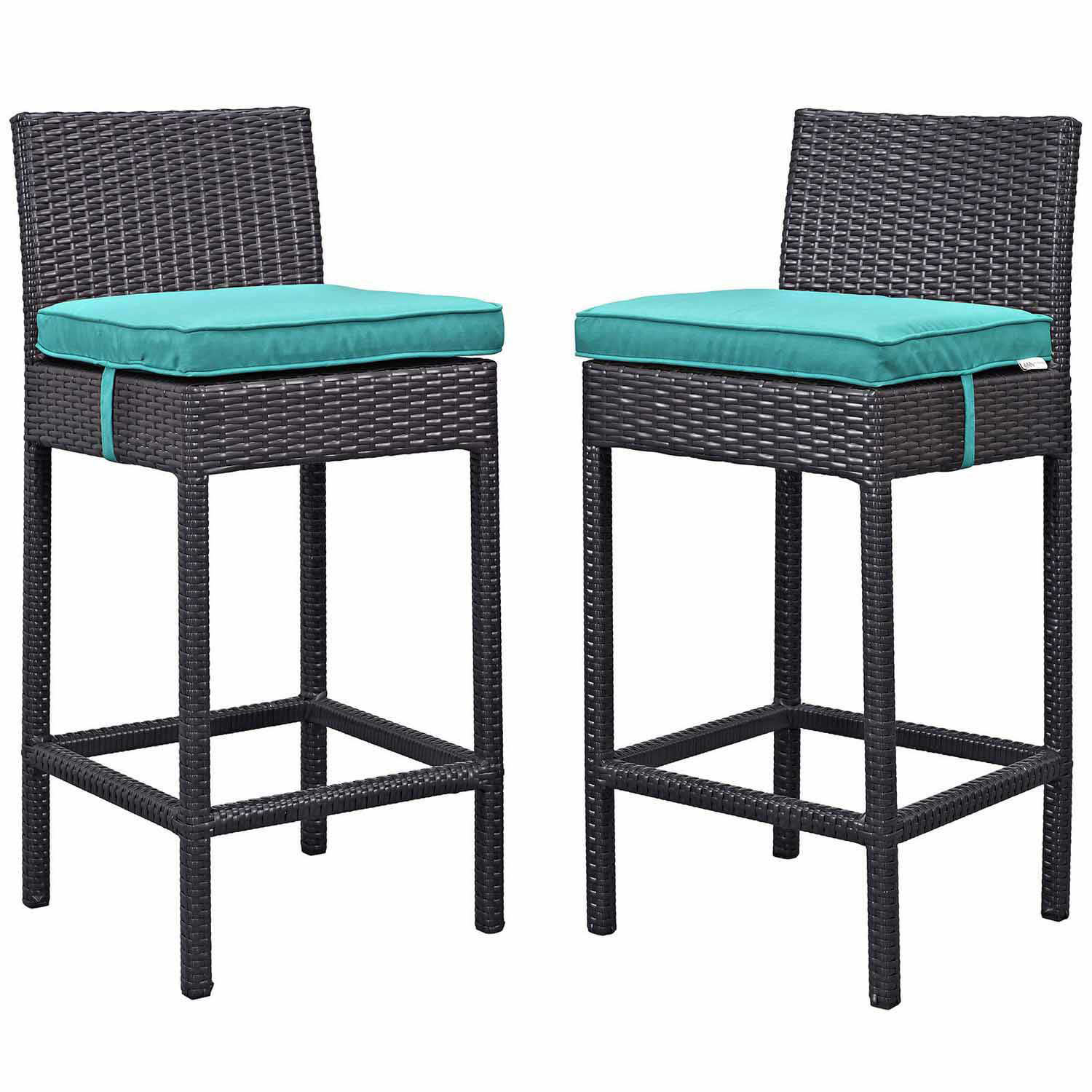 Modway Lift Bar Stool Outdoor Patio Set of 2 - Espresso Turquoise