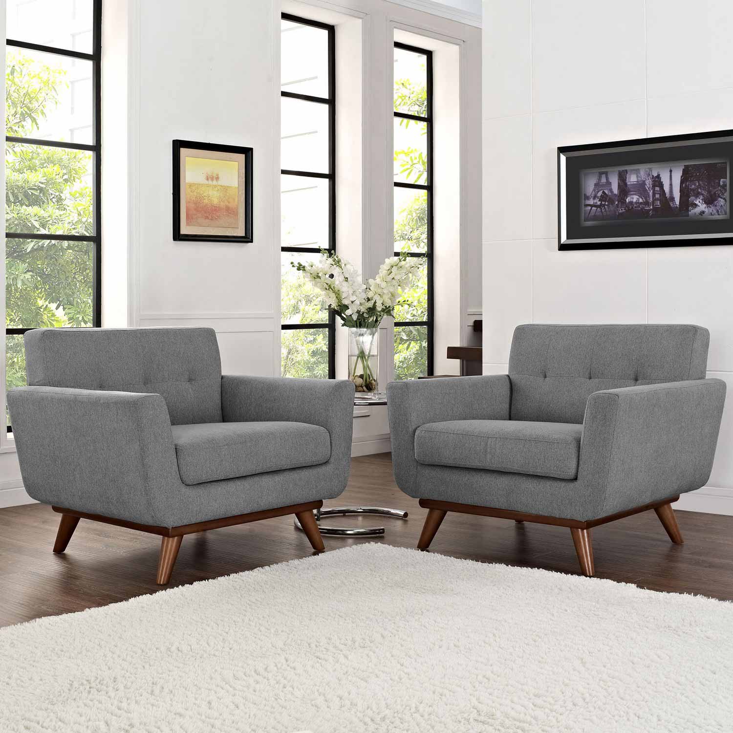 Modway Engage Armchair Wood Set of 2 - Gray