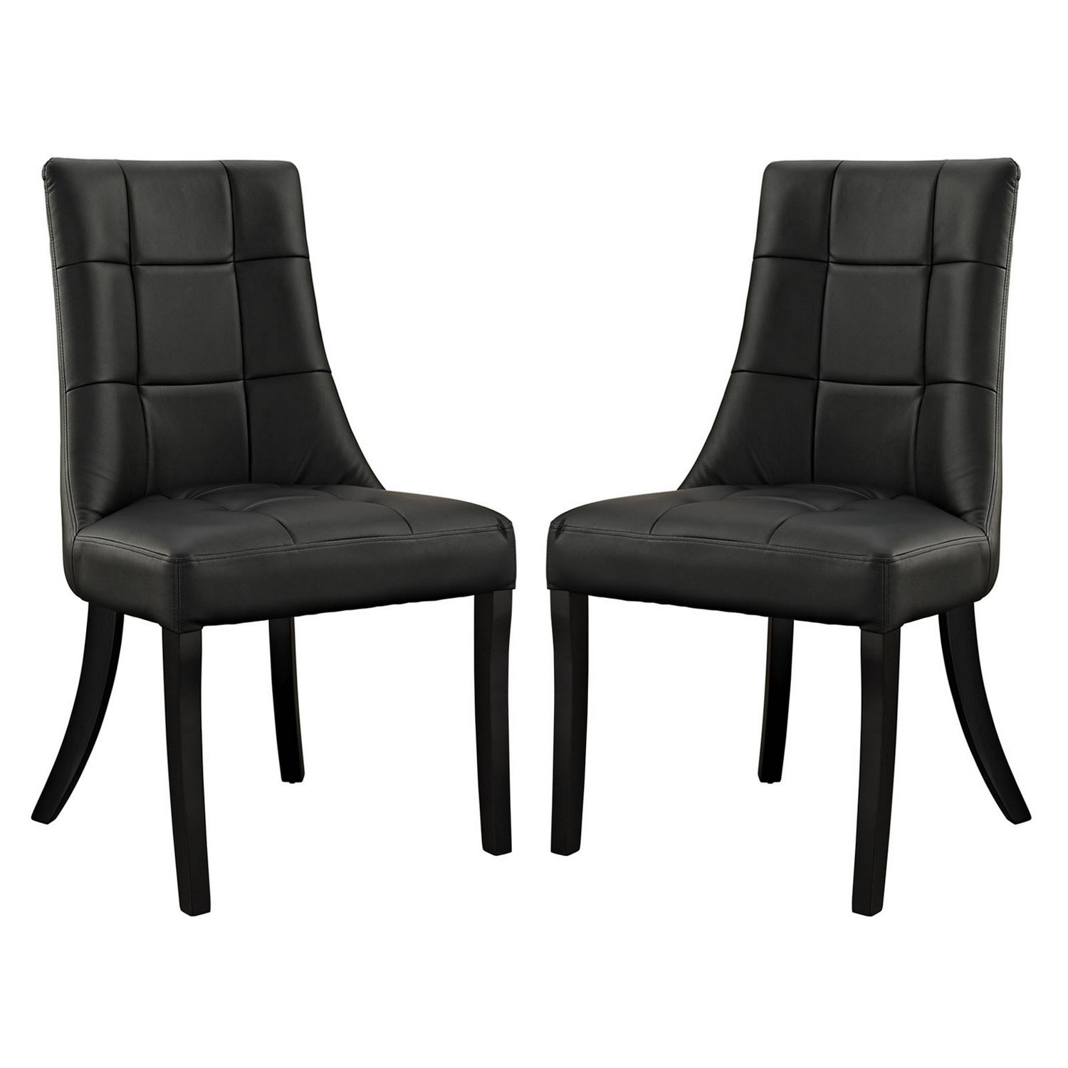 Modway Noblesse Vinyl Dining Chair Set of 2 - Black